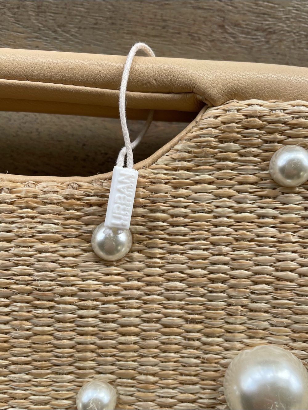 Urban Outfitters Pearl-Embellished Beige Straw Clutch - Picture 4 of 12